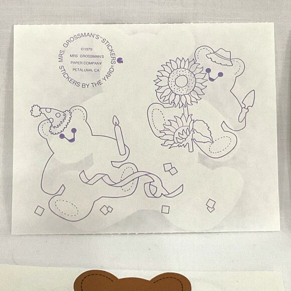 Vintage Mrs Grossman's Large Teddy Bear Sticker Lot of 12 Stickers Perforated - Picture 3 of 3